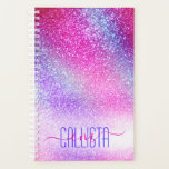 Majestic Pink Purple Nebula Galaxy Glitter Planner<br><div class="desc">This girly and majestic print is perfect for the girly girl. It features faux printed sparkly neon pink, purple, and blue glitter inspired by the aurora lights. It's pretty, chic, modern, and trendy. ***IMPORTANT DESIGN NOTE: For any custom design request such as matching products, color changes, placement changes, or any...</div>
