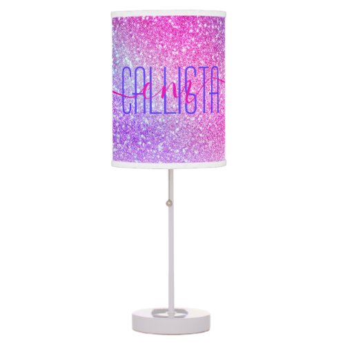 Majestic Pink Purple Nebula Galaxy Glitter Table Lamp