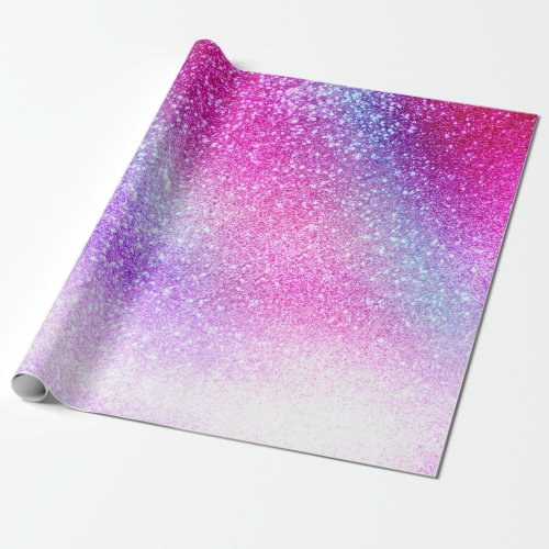 Majestic Pink Purple Nebula Galaxy Glitter Wrapping Paper