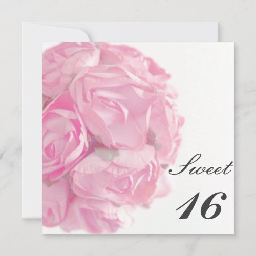 Majestic Pink Roses Sweet Sixteen Birthday Party Custom Invitations