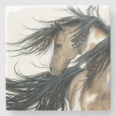 Majestic Pinto Horse By Bihrle Stone Coaster