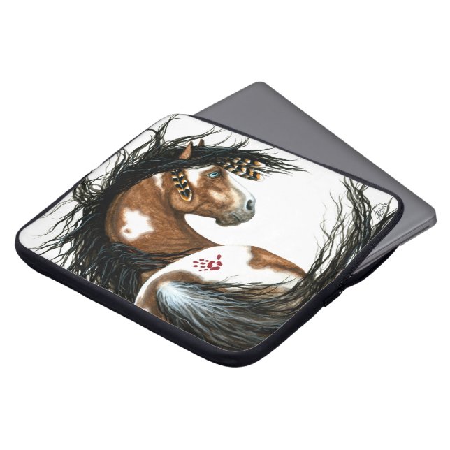 Majestic Pinto Paint Horse by BiHrle Laptop Sleeve (Front Top)