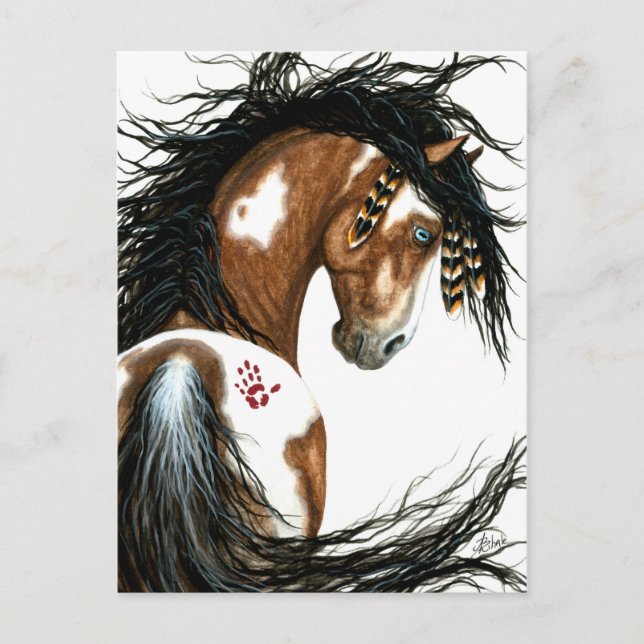 Majestic Pinto Paint Horse by Bihrle Post Card (Front)