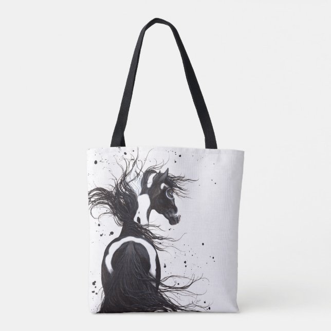 Majestic Pinto Paint Horse Tote by Bihrle Bag (Back)