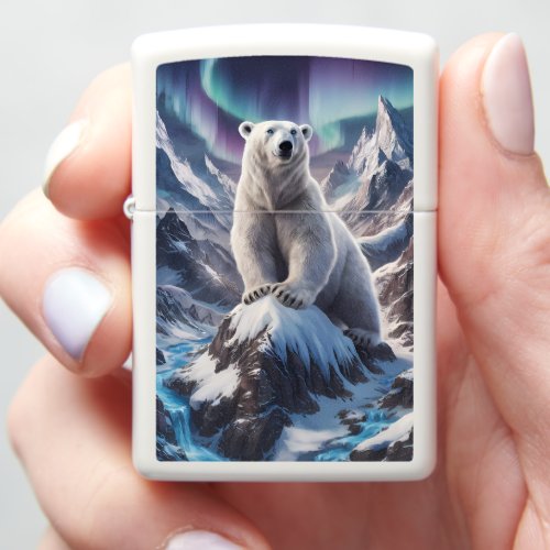 Majestic Polar Bear at Summit  Zippo Lighter