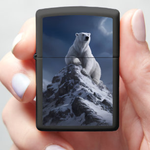 Majestic Polar Bear Atop Snowy Summit Zippo Lighter