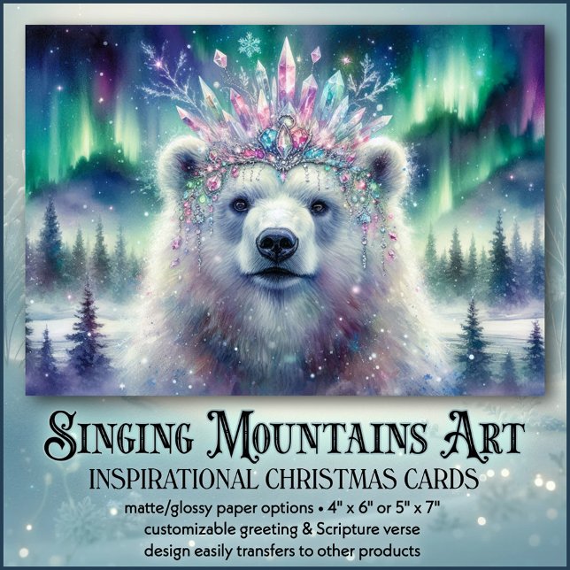 Majestic Polar Bear & Crown Inspirational Christma Holiday Card (Creator Uploaded)