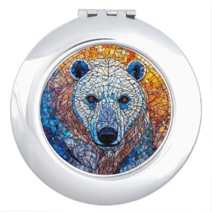 Majestic Polar Bear Stained Glass Artwork Compact Mirror