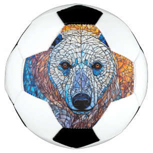 Majestic Polar Bear Stained Glass Artwork Soccer Ball