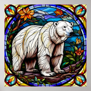 Majestic Polar Bear Standing On Arctic Ice Poster