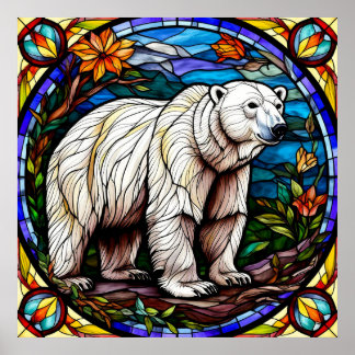 Majestic Polar Bear Standing On Arctic Ice Poster