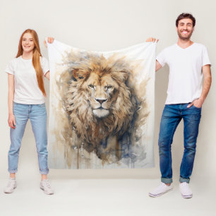 Majestic Portrait Lion Fleece Blanket
