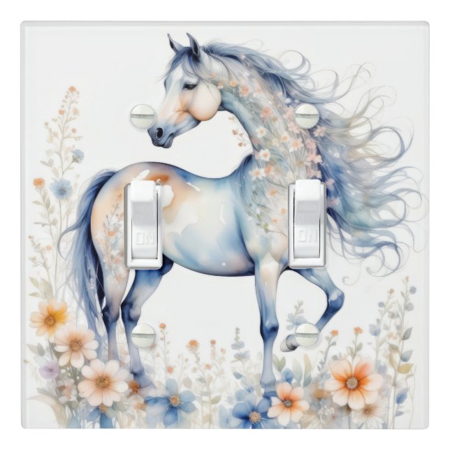 Majestic Posing Horse Illustration Art Light Switch Cover (In Situ)