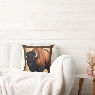 Majestic Prairie Bison - Wild And Free Throw Pillow