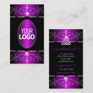 Majestic Purple Black Ornate Ornaments with Logo Business Card
