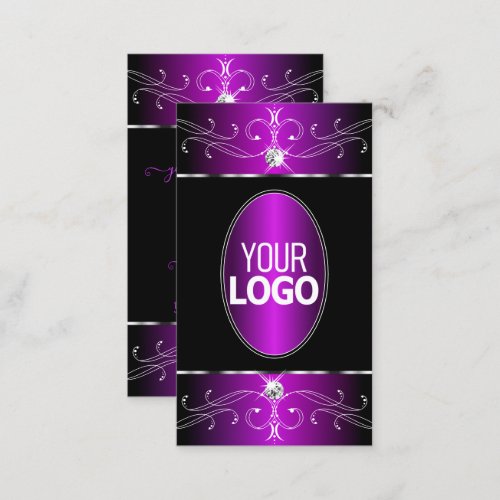 Majestic Purple Black Ornate Ornaments with Logo Business Card