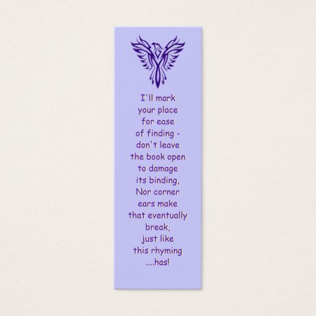 Majestic Purple Phoenix Rising bookmark Mini Business Card