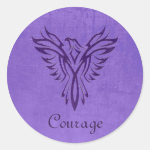 Majestic Purple Phoenix Rising, leather texture Classic Round Sticker