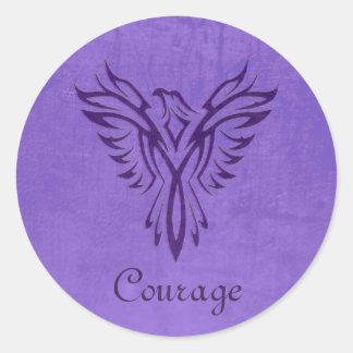 Majestic Purple Phoenix Rising, leather texture Classic Round Sticker