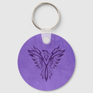 Majestic Purple Phoenix Rising, leather texture Keychain