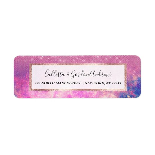 Majestic Purple Pink Glitter Starry Nebula Label