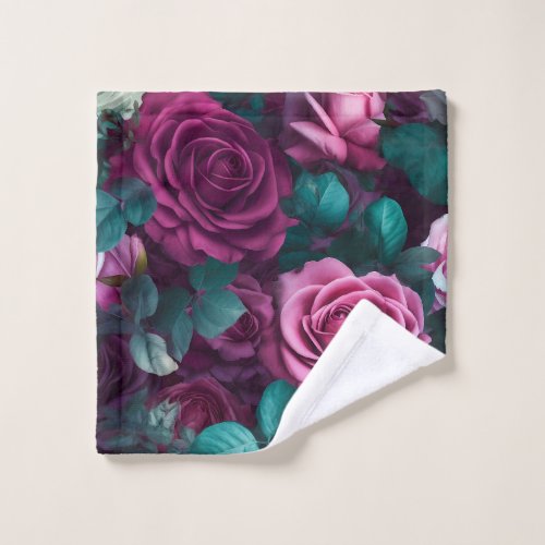 Majestic Purple Rose Garden Elegance and Romance Wash Cloth