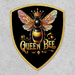 Majestic Queen Bee Illustration Featuring a Crown Patch
