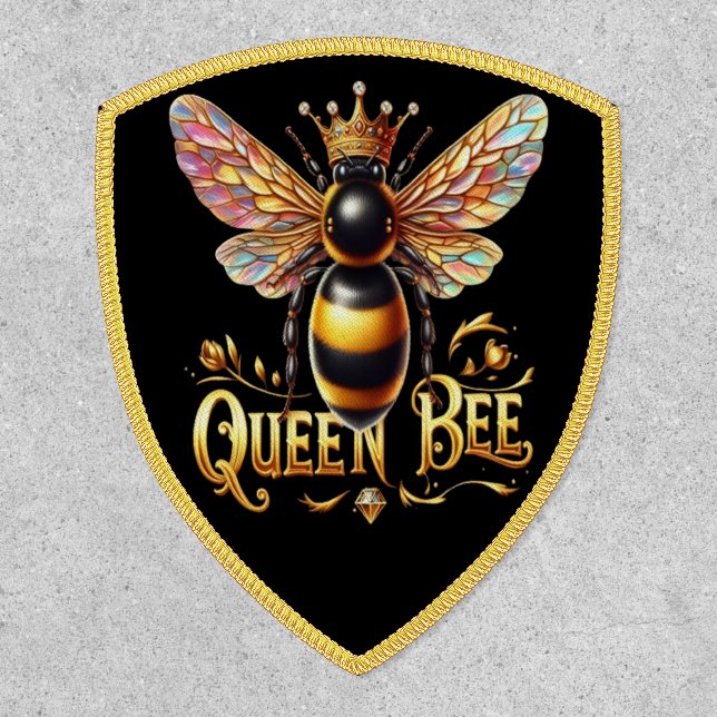 Majestic Queen Bee Illustration Featuring a Crown  Patch (Front)