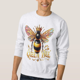 Majestic Queen Bee Illustration Featuring a Crown Sweatshirt