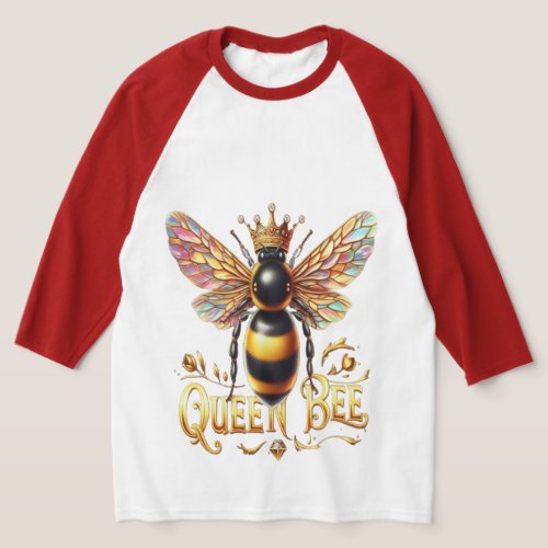Majestic Queen Bee Illustration Featuring a Crown  T_Shirt