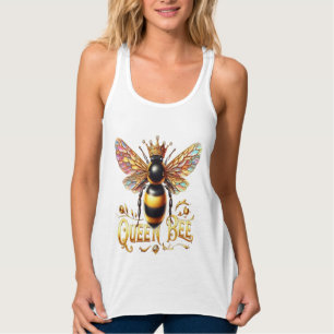 Majestic Queen Bee Illustration Featuring a Crown Tank Top