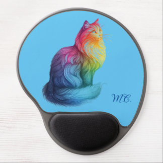 Majestic Rainbow Cat Monogram Gel Mouse Pad