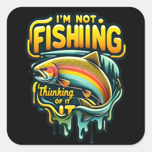 Majestic Rainbow Trout Leaping at Dawn in a Serene Square Sticker