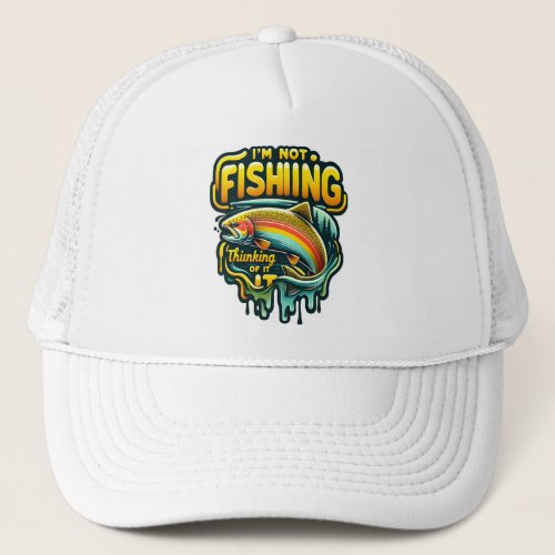 Majestic Rainbow Trout Leaping at Dawn in a Serene Trucker Hat