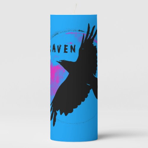 Majestic Raven and Blue Moon Pillar Candle