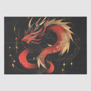 Majestic Red and Gold Chinese Dragon Art Tissue Paper