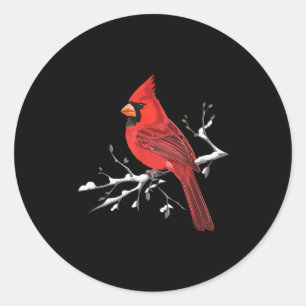 Majestic Red Cardinal Birdwatching Birdwatcher Bir Classic Round Sticker