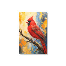 Majestic Red Cardinal Luxury Impasto Canvas Print