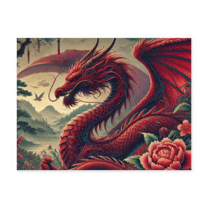 Majestic Red Dragon Postcard – Fantasy Art