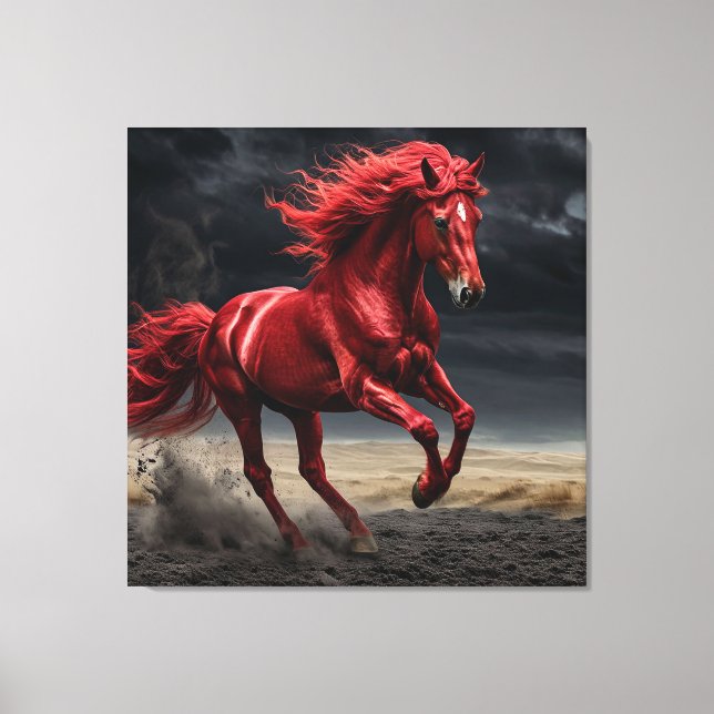 Majestic Red Horse Running Canvas Print (Front)