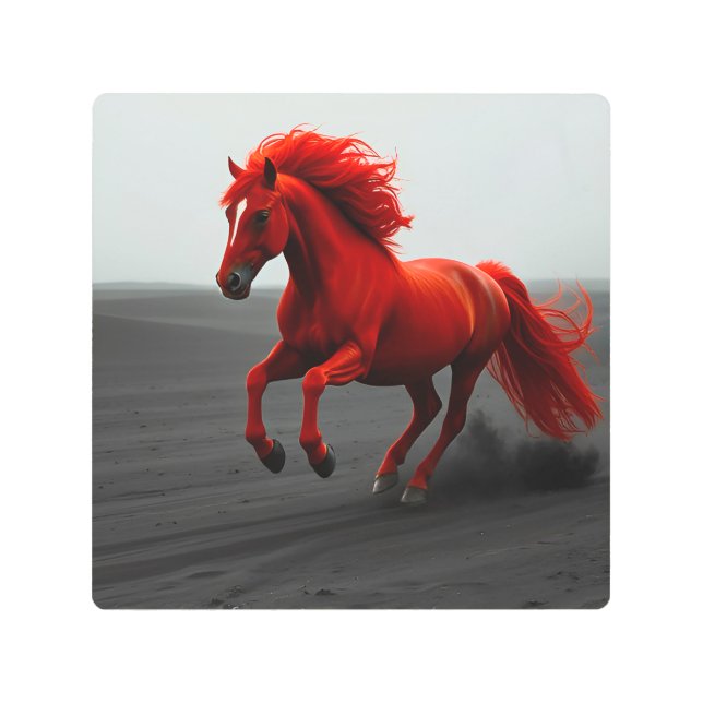 Majestic Red Horse Running Metal Print (Front)