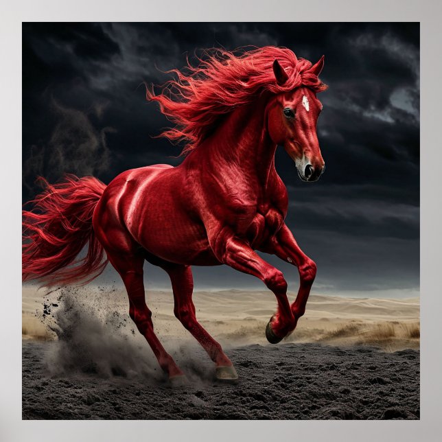 Majestic Red Horse Running Poster (Front)