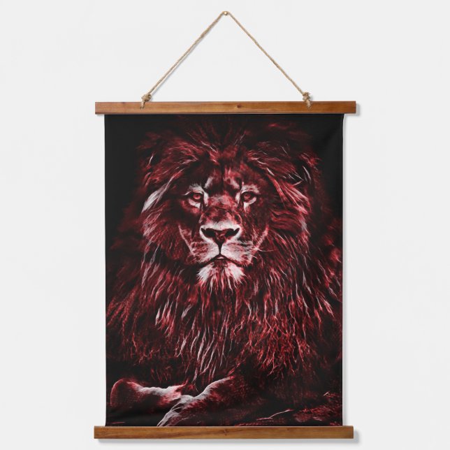 Majestic Red Lion Hanging Tapestry (Front)