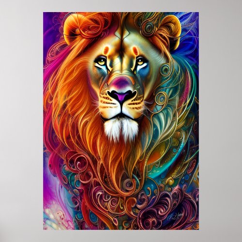 Majestic Red Lion Poster