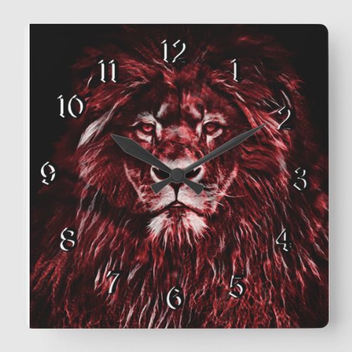 Majestic Red Lion Square Wall Clock
