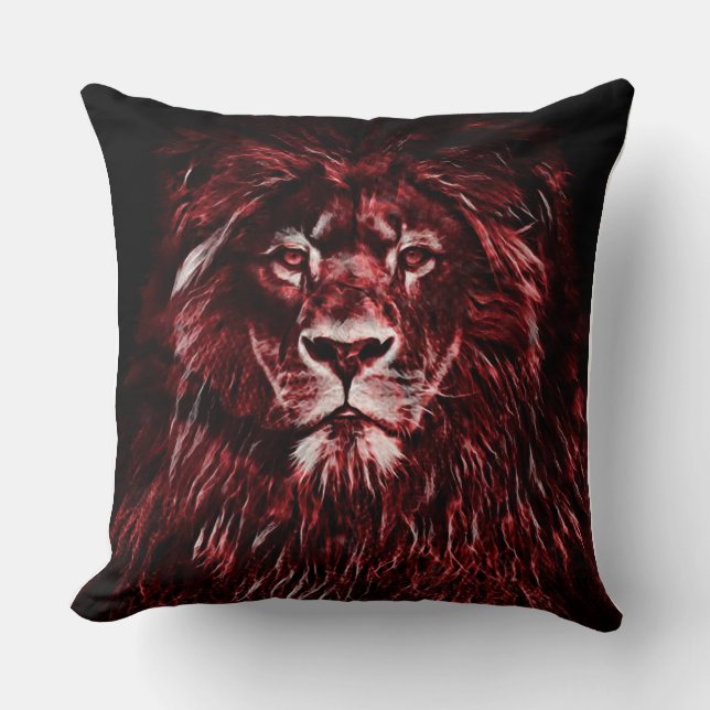 Majestic Red Lion Throw Pillow (Front)