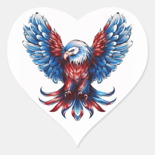 Majestic Red White Blue Eagle Heart Sticker