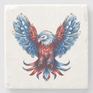 Majestic Red, White, Blue, Eagle Stone Coaster