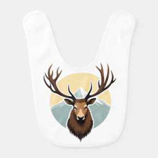 Majestic Reindeer in Mountain Serenity Baby Bib