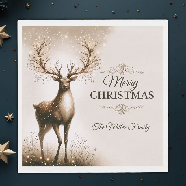 Majestic Reindeer, Merry Christmas Personalized  Napkins (Creator Uploaded)